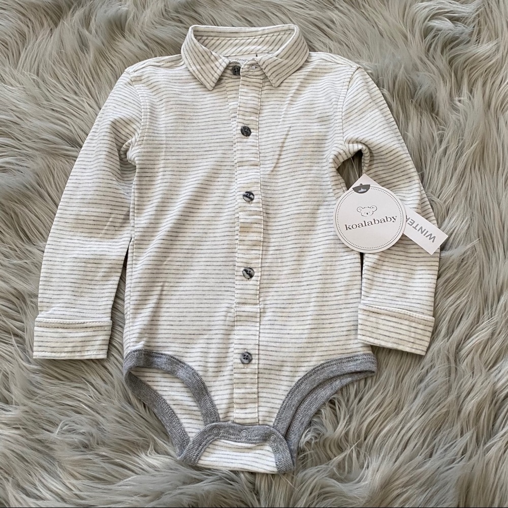 KOALA BABY Striped Bodysuit with Collar